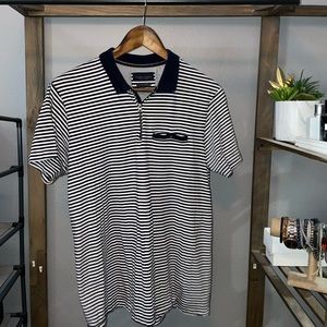 Denim & Flower quarter zip short sleeve polo